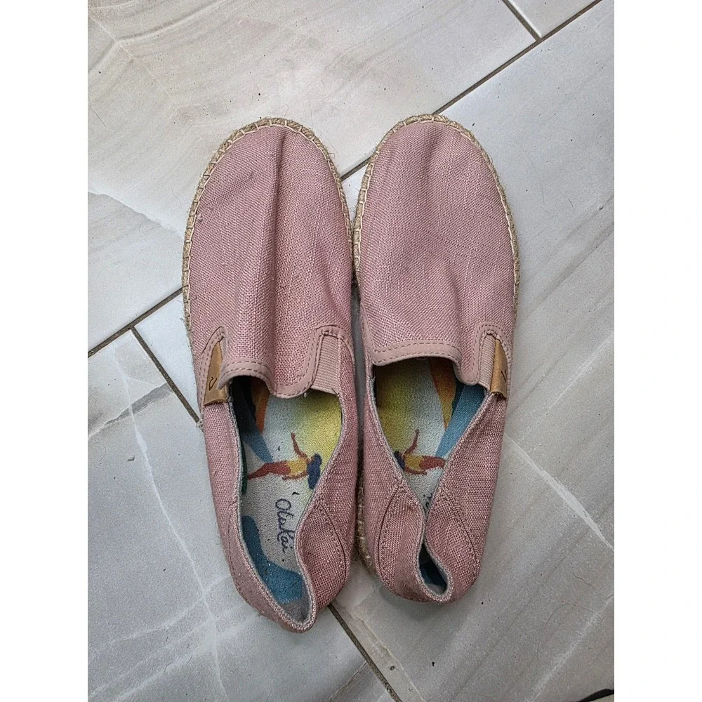 Olukai Kaula Pa'a Kapa Pink Espadrille Slip On Shoes 20449-4L4L‎ Womens 8 A3